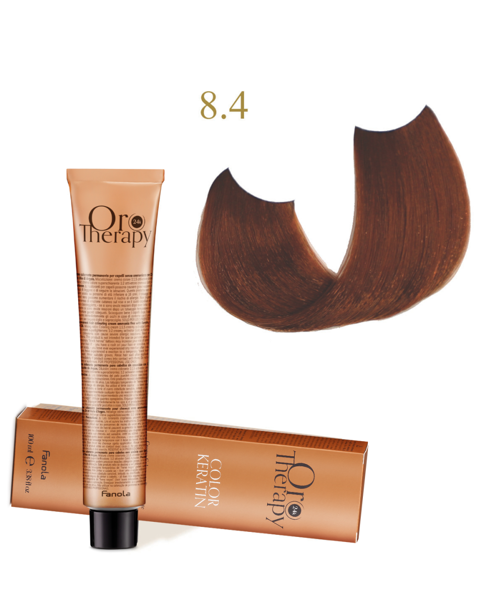 FANOLA OROTHERAPY  8.4 - LIGHT BLONDE COPPER CRÈME COLORANTE PERMANENT SANS AMMONIAQUE 100 ML Produit pour cheveux