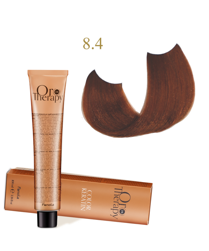 FANOLA OROTHERAPY  8.4 - LIGHT BLONDE COPPER CRÈME COLORANTE PERMANENT SANS AMMONIAQUE 100 ML Produit pour cheveux