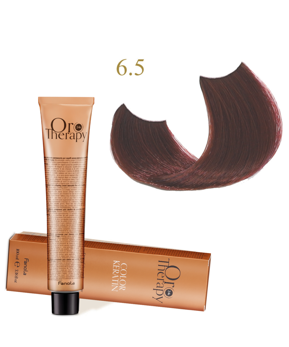 FANOLA OROTHERAPY  6.5 - DARK BLONDE MAHOGANY CRÈME COLORANTE PERMANENT SANS AMMONIAQUE 100 ML Produit pour cheveux