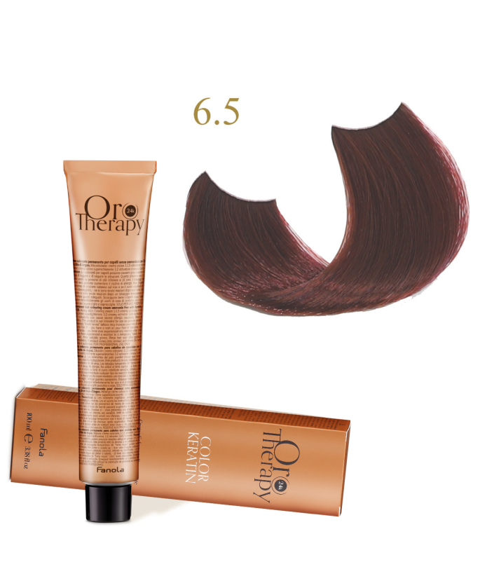 FANOLA OROTHERAPY  6.5 - DARK BLONDE MAHOGANY CRÈME COLORANTE PERMANENT SANS AMMONIAQUE 100 ML Produit pour cheveux