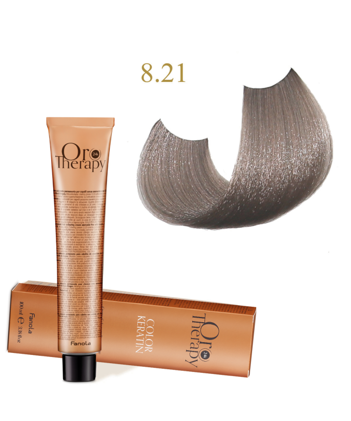 FANOLA OROTHERAPY  8.21 - LIGHT BLONDE VIOLET ASH CRÈME COLORANTE PERMANENT SANS AMMONIAQUE 100 ML Produit pour cheveux