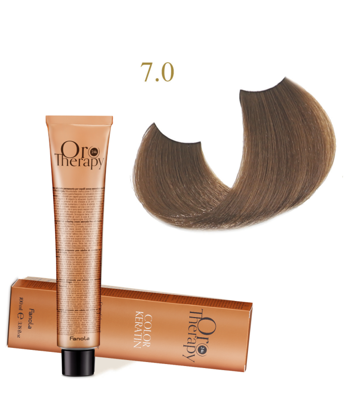 FANOLA OROTHERAPY  7.0 - MEDIUM BLONDE CRÈME COLORANTE PERMANENT SANS AMMONIAQUE 100 ML Produit pour cheveux
