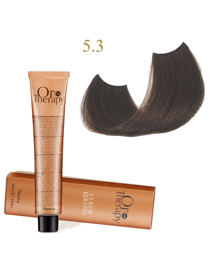 FANOLA OROTHERAPY  5.3 - LIGHT CHESTNUT GOLDEN CRÈME COLORANTE PERMANENT SANS AMMONIAQUE 100 ML Produit pour cheveux